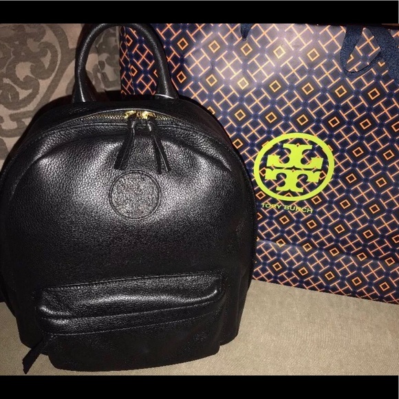 tory burch black leather backpack